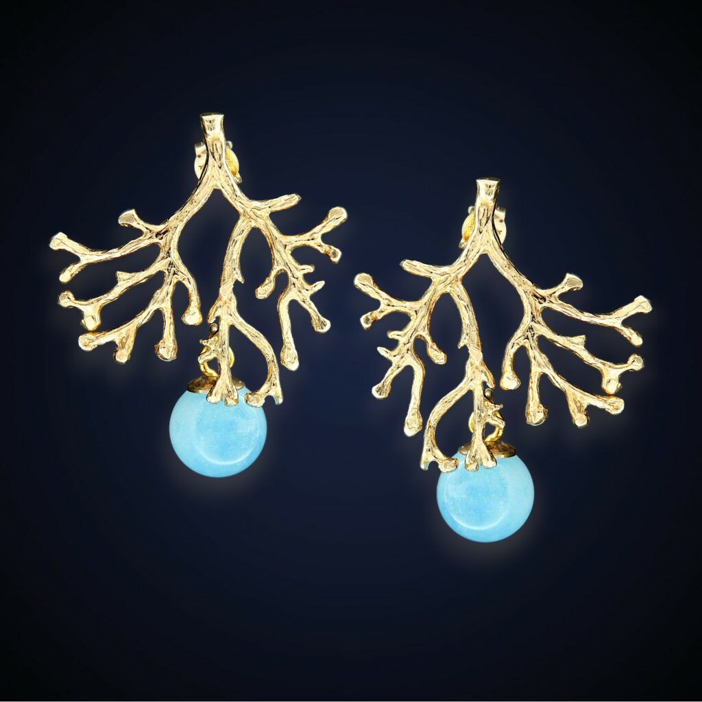 Orecchini "Corallo" Blu Edition Dorati