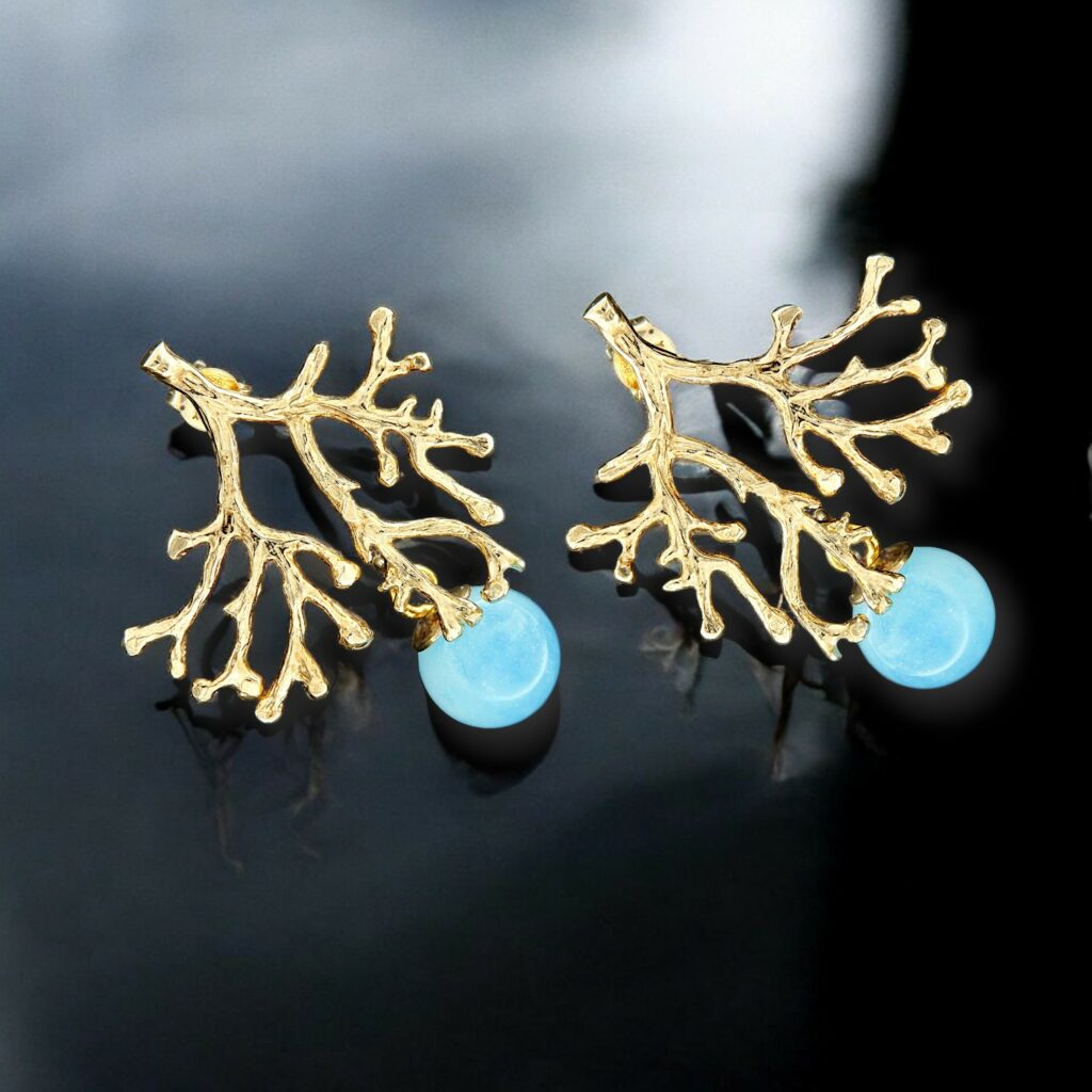 Orecchini "Corallo" Blu Edition - Dorati