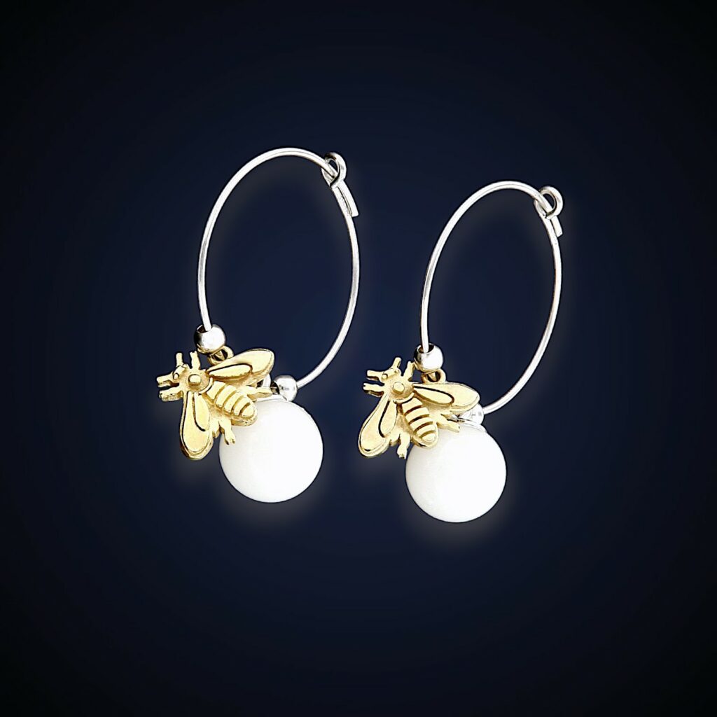 Orecchini Ape Classic in Argento 925 con perla di acqua di mare cristallizzata
