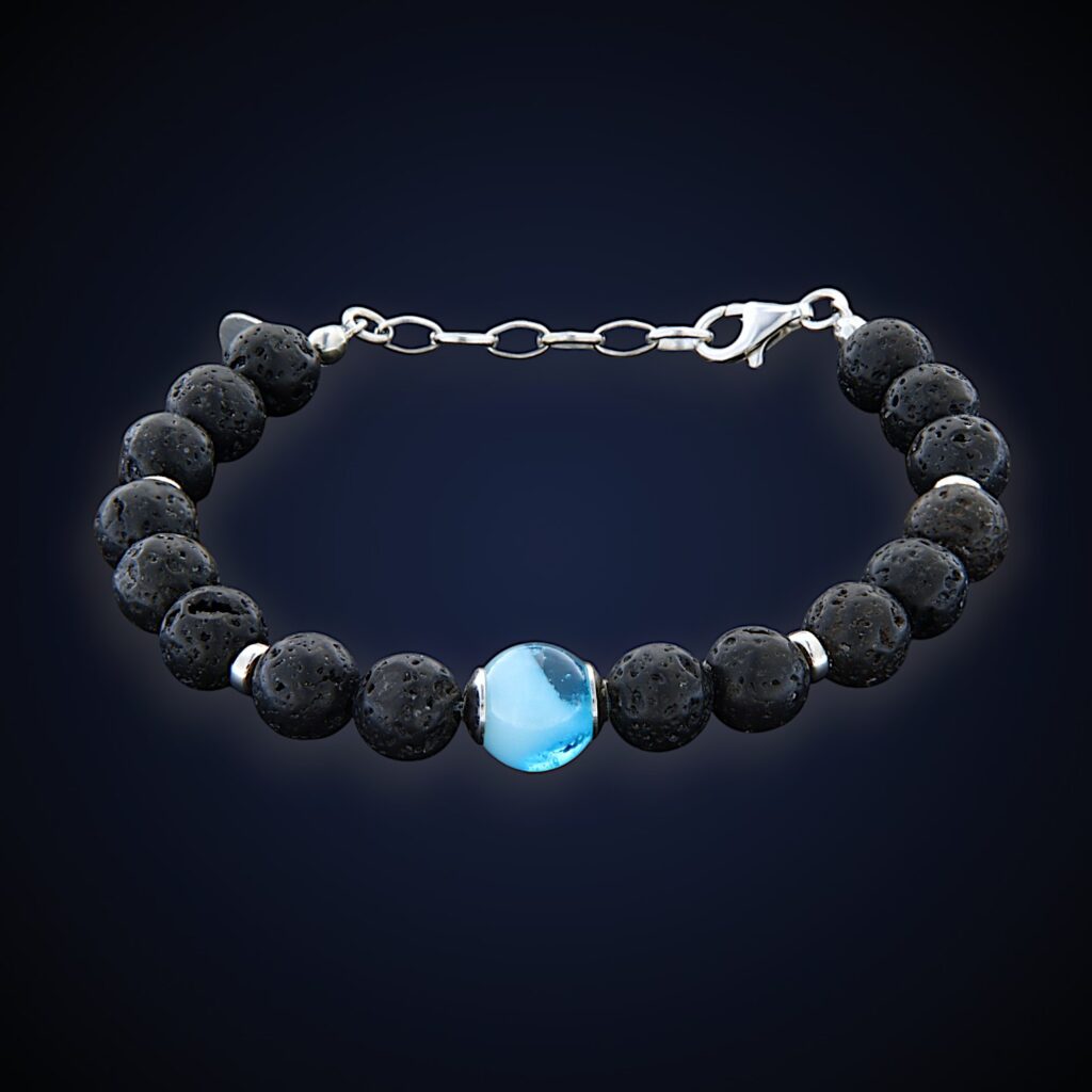 Bracciale Uomo "Pietra Lavica" Blu Edition