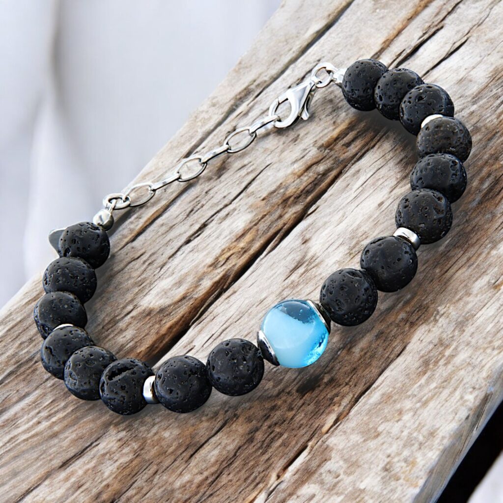 Bracciale Uomo "Pietra Lavica" Blu Edition