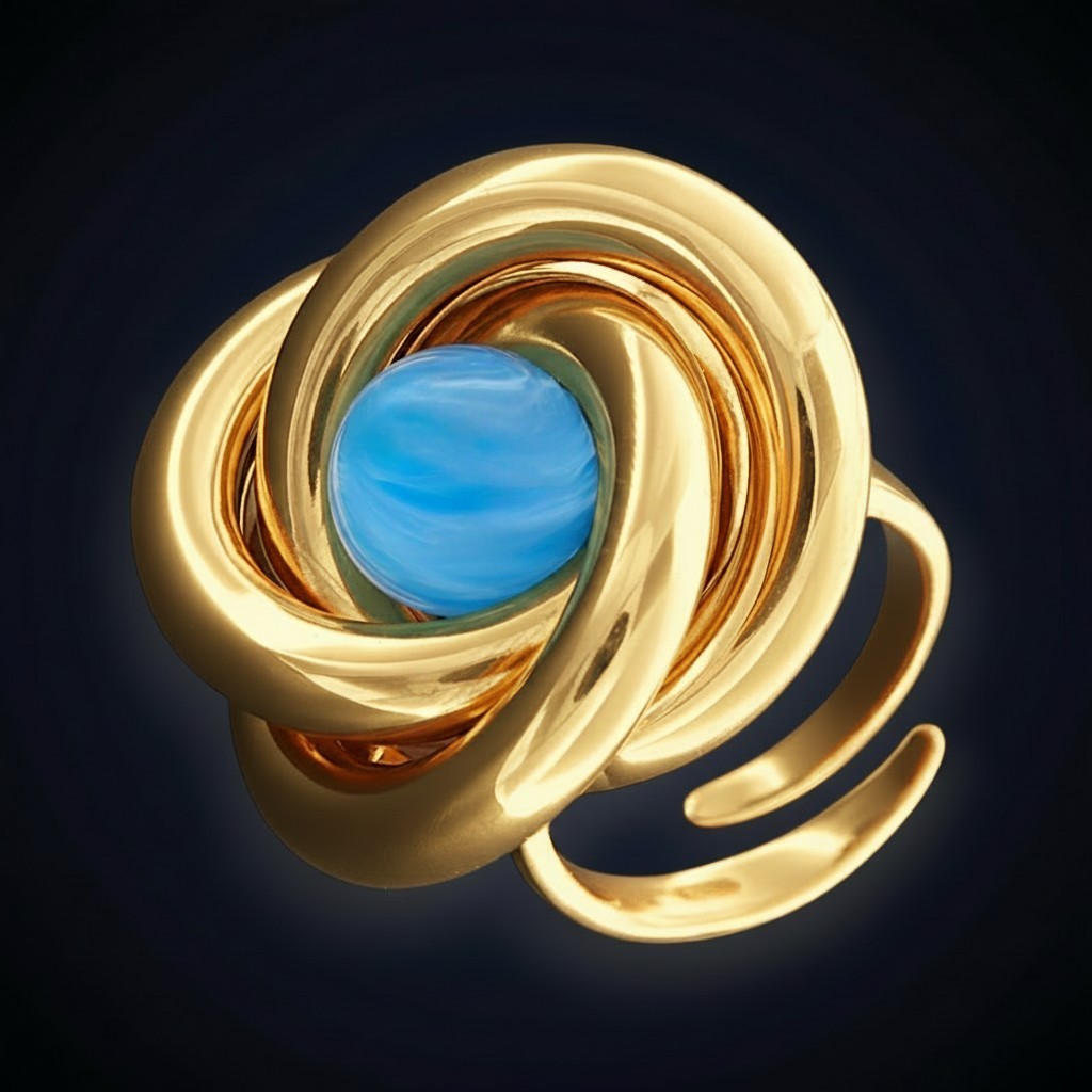 Anello "Nodo" Blu Edition - Dorato