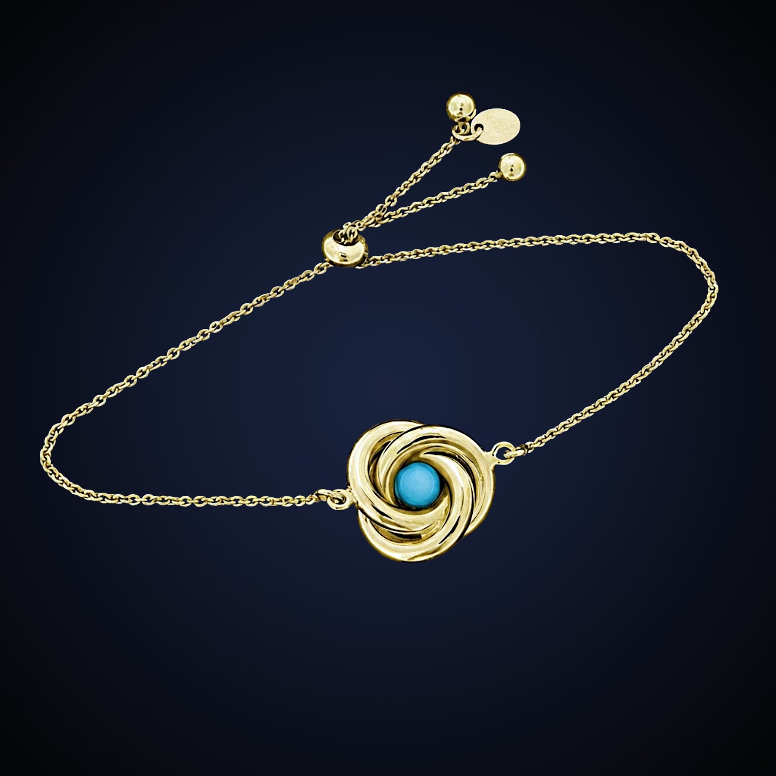 bracciale nodo blu dorato
