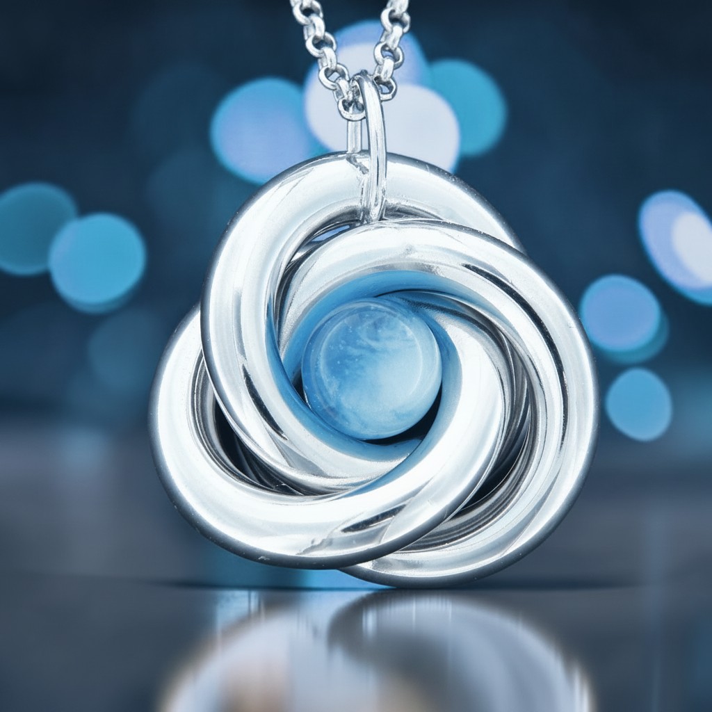 collana nodo blu arg. dettaglio