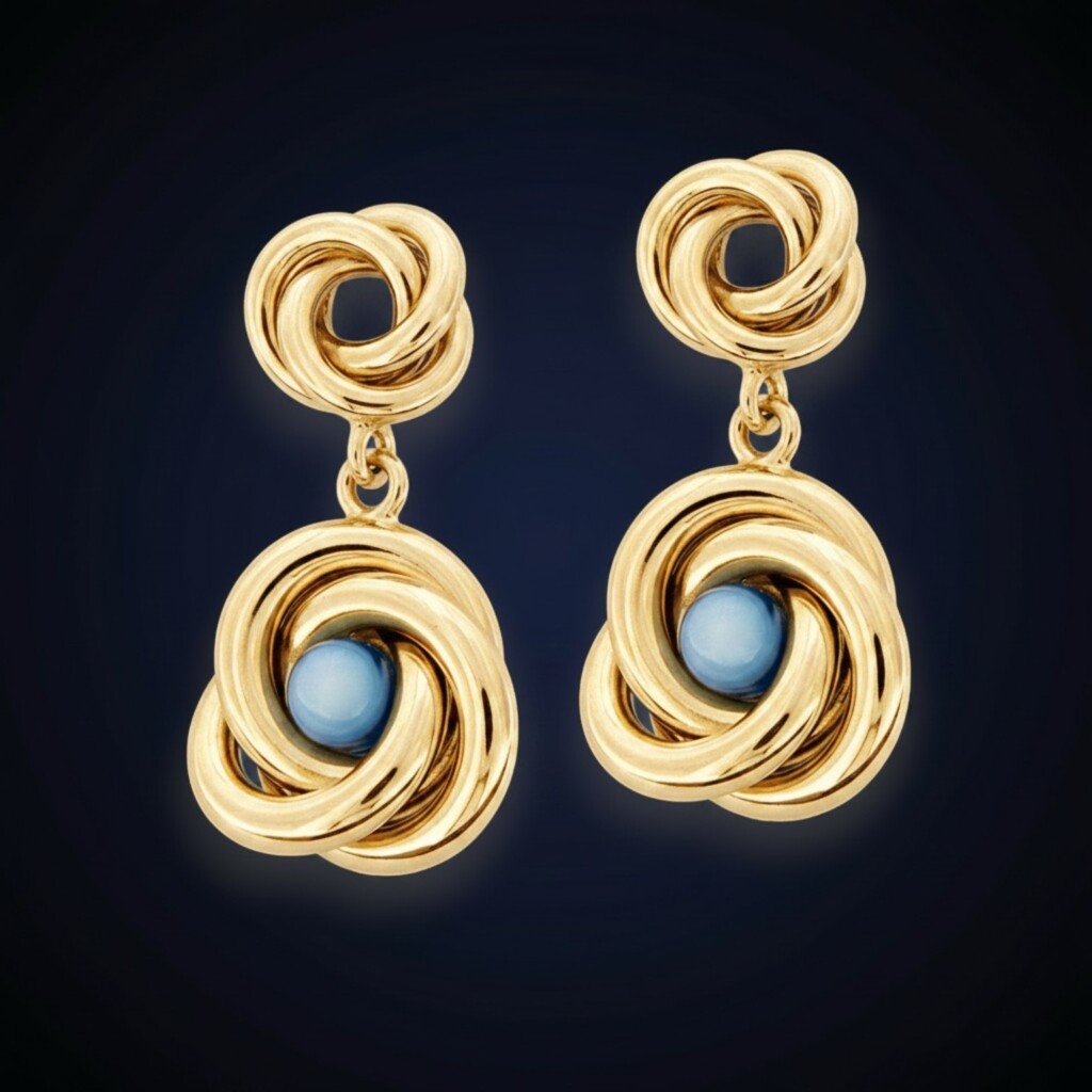 Orecchini "Nodo" Blu Edition - Dorati