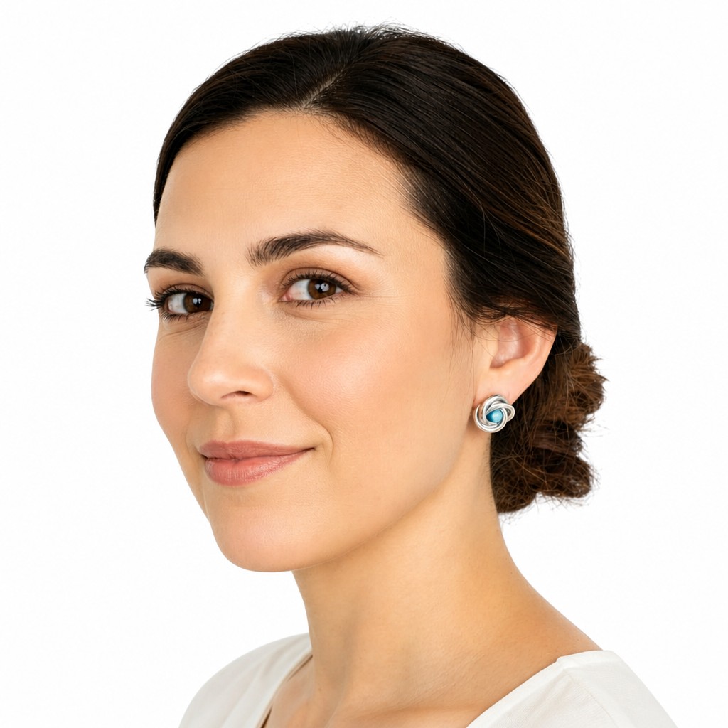orecchini Nodo lobo arg blu indossato