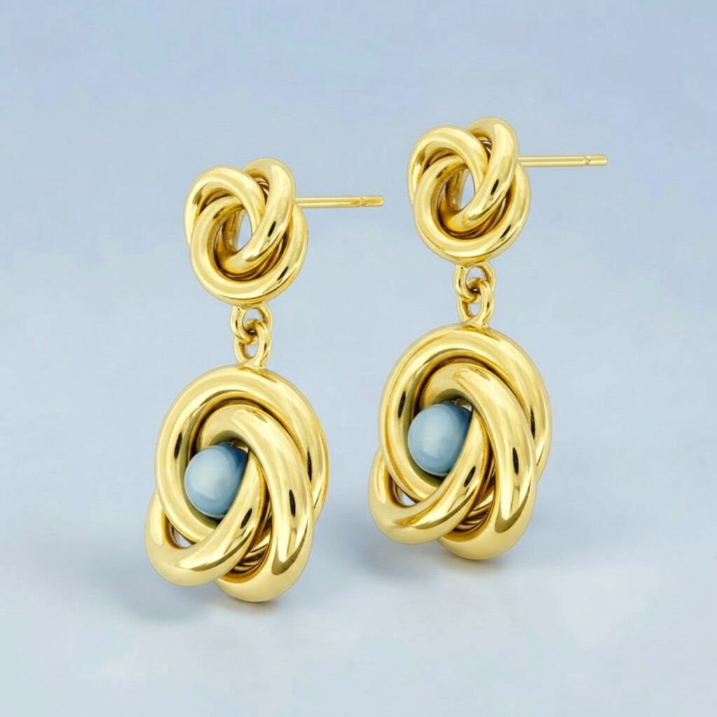Orecchini "Nodo" Blu Edition - Dorati